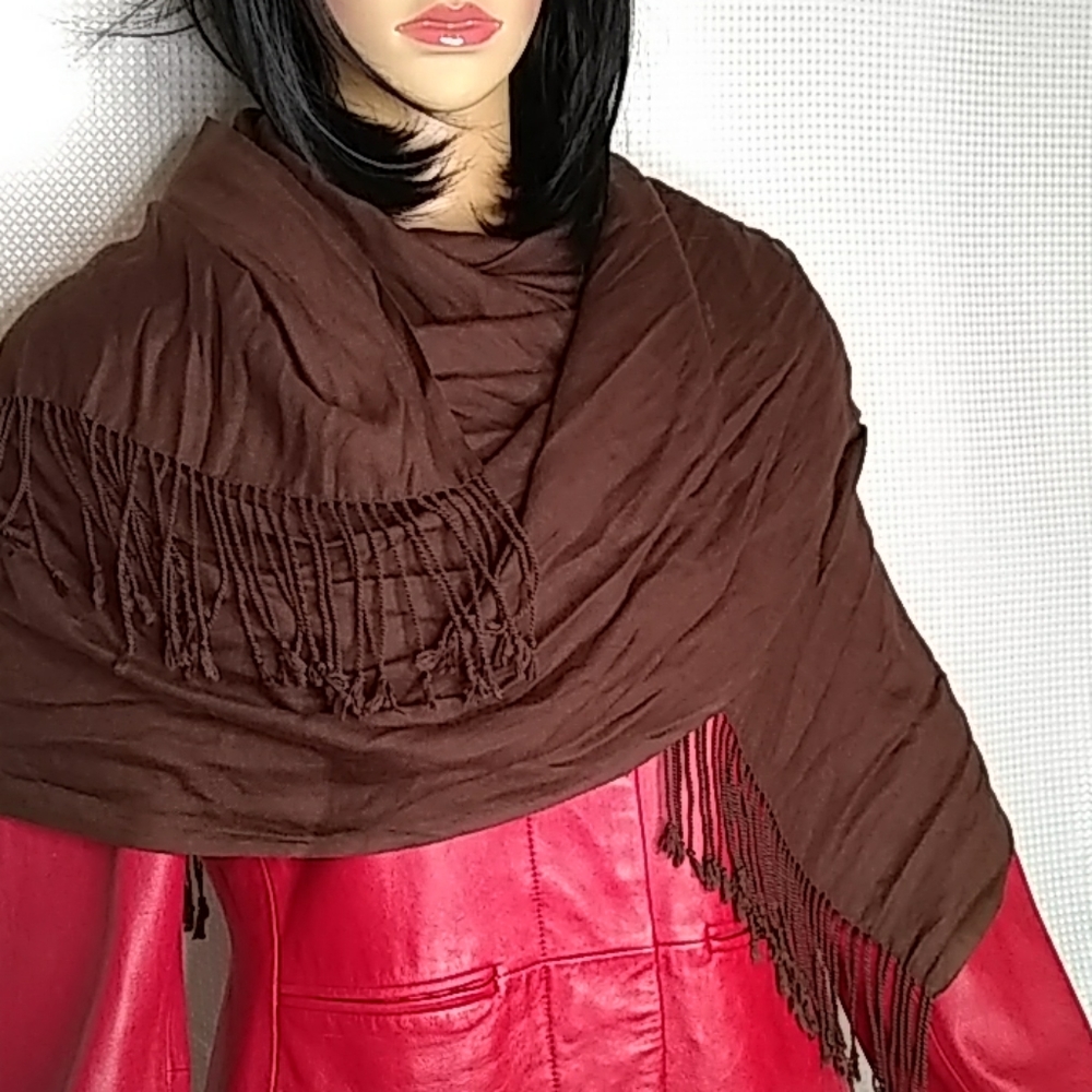 Jones New York brown viscose wrap scarf